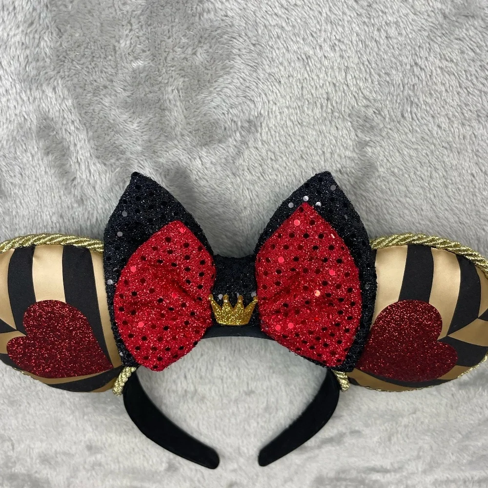 Disney Queen of Hearts Custom Made Minnie Mouse Ears Headband Adult Size - Picture 3 of 6